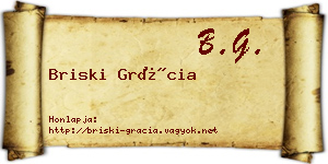 Briski Grácia névjegykártya